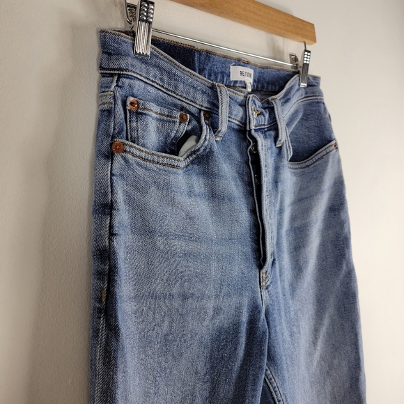 Re/Done 90s High Rise Ankle Crop Slim Straight Button Fly Jeans Mid90s - Picture 4 of 15